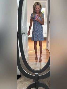 Lilly Pulitzer Blue & White Geometric Short-Sleeve Dress